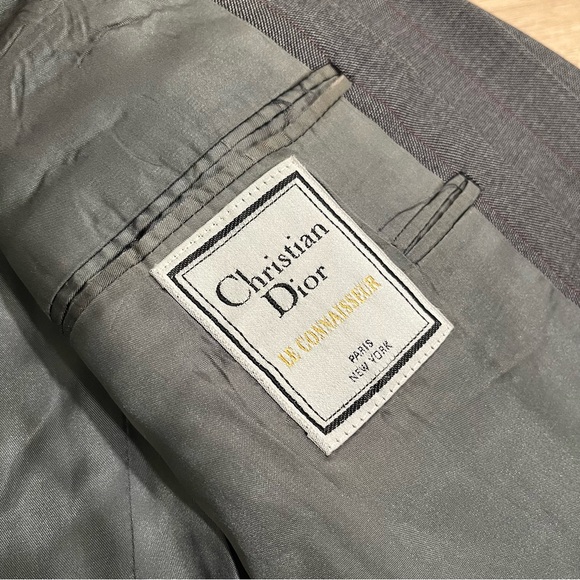 Christian Dior Men’s Wool Two Button Blazer Gray Stripe Size 44 - Picture 8 of 11